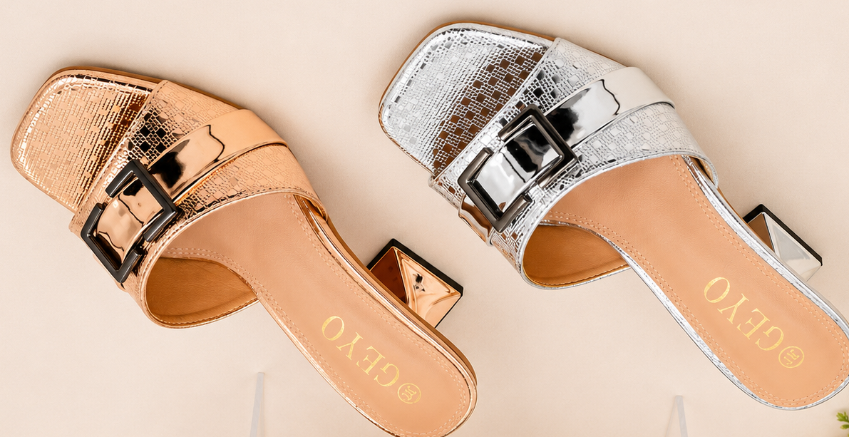 WalkWell GEYO Luxury Buckle Heel Sandals