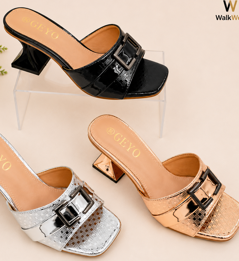 WalkWell GEYO Luxury Buckle Heel Sandals