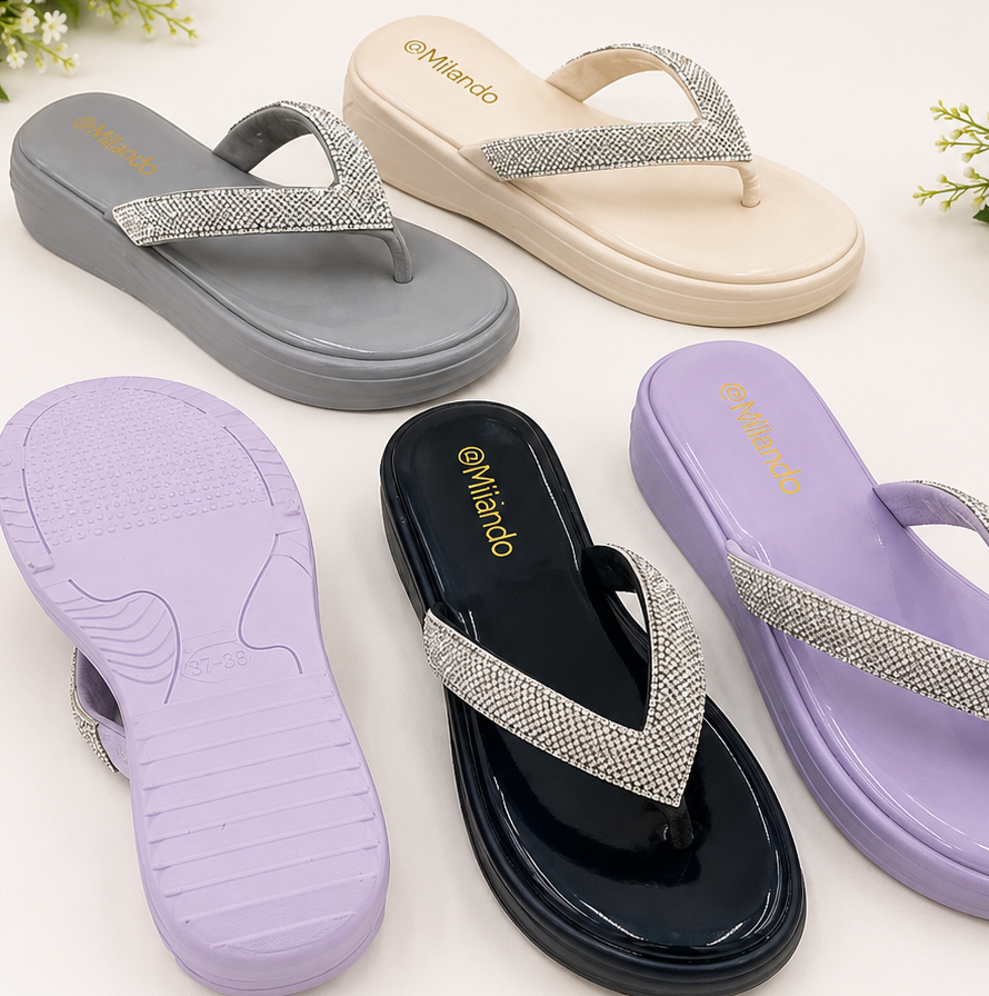 WalkWell Women's Rhinestone Comfort Flip-Flops