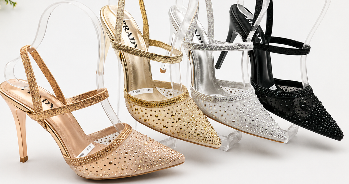 WalkWell Luxury Crystal Slingback Heels
