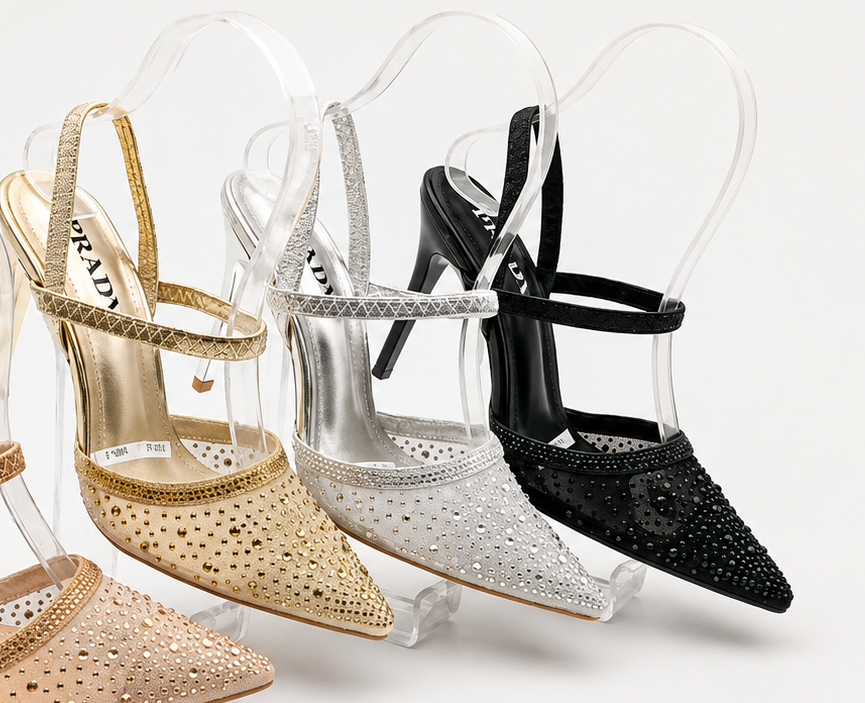 WalkWell Luxury Crystal Slingback Heels