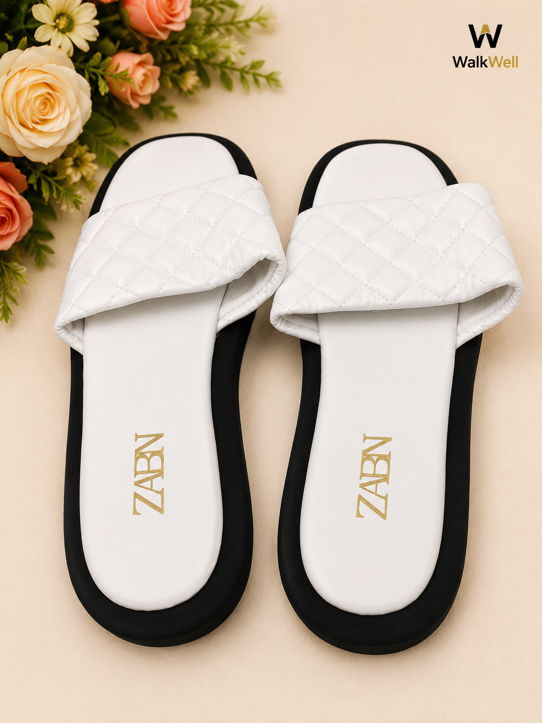 WalkWell Quilted Comfort Slide Sandals