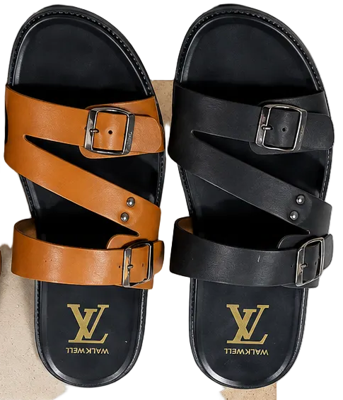 WalkWell Premium Double-Buckle Comfort Sandals – Casual Leather Slides (TA-016-017D)