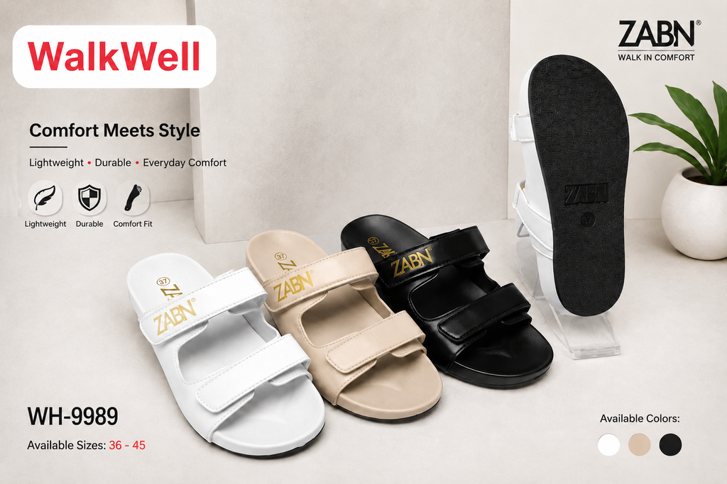 WalkWell Comfort Double-Strap Slides – Lightweight Casual Sandals (WH-9989)